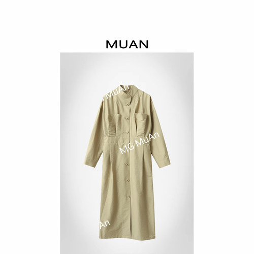 木岸muan曼哈顿女主裙春秋简约百搭高级定制风衣连衣裙女YJ-23585