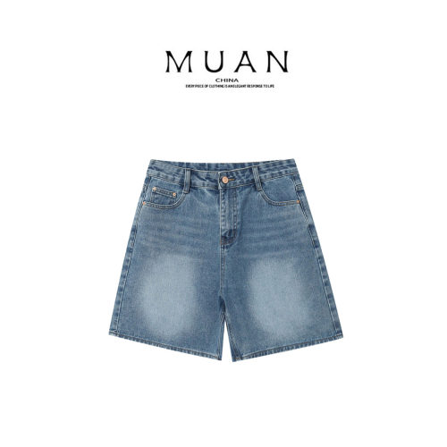 木岸muan哥迪中裤夏季定制港风牛仔复古怀旧简约中裤女HH-6002