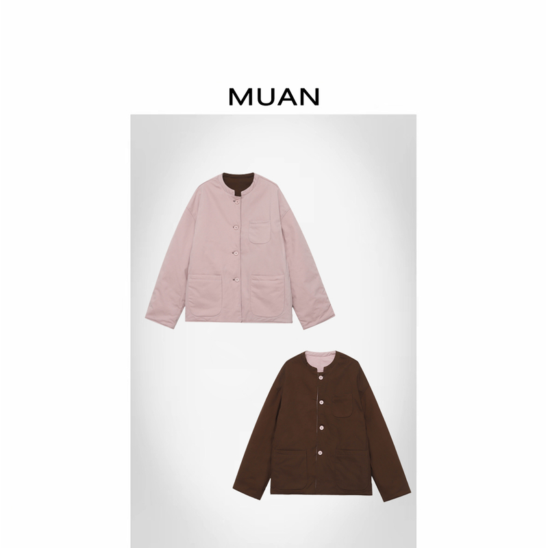 木岸muan定制两面穿棉服简约宽松百搭时尚保暖圆领上衣D-DG3-6822
