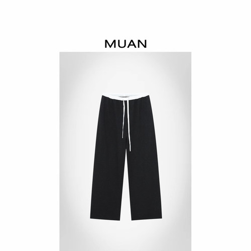 木岸muan亚马逊白边裤定制百搭长裤宽松休闲裤女CQ-MJ-F8386