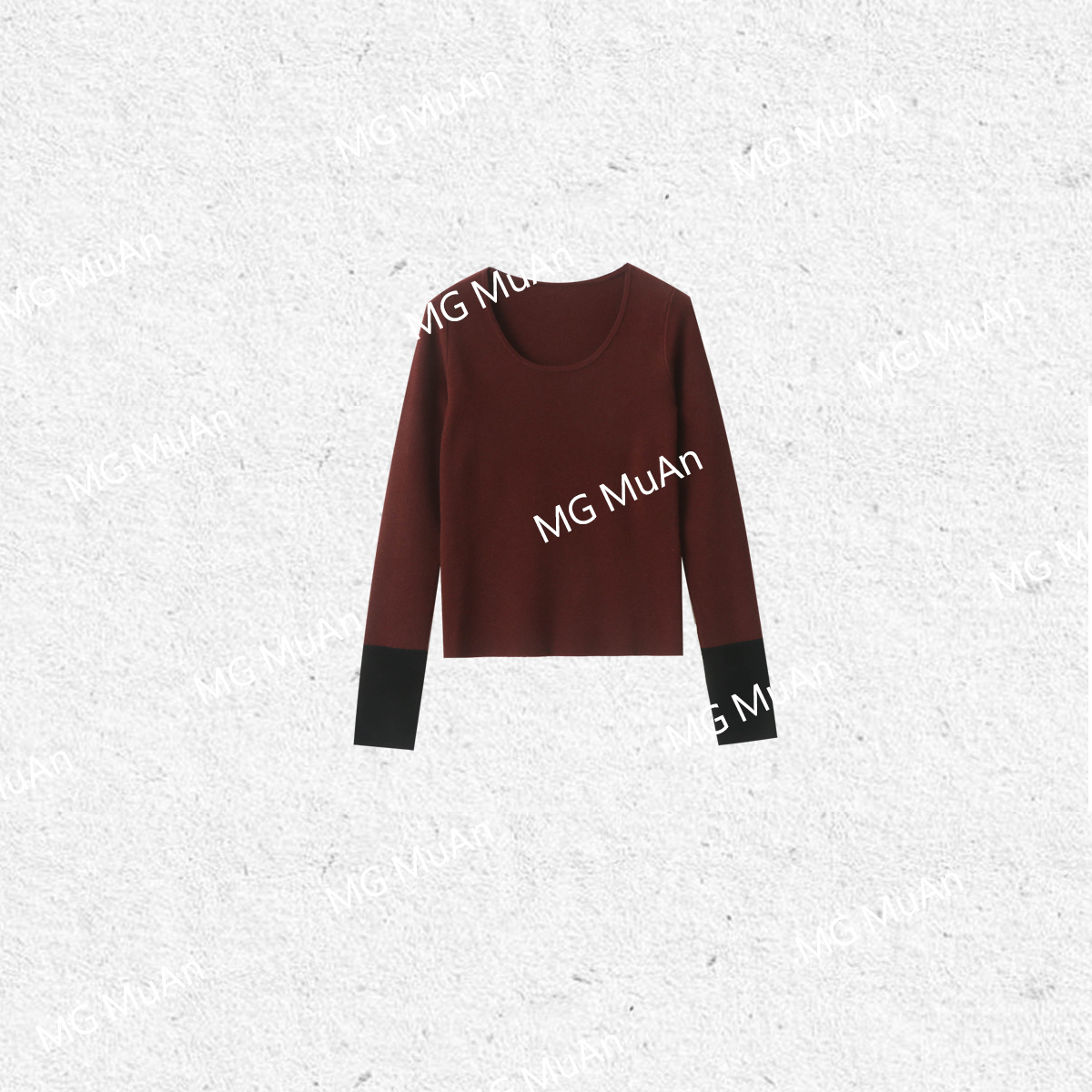 木岸muan拼接安哥拉毛衣定制300克拼接袖长袖绵羊毛针织衫ST-7616