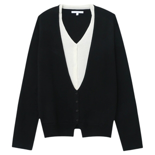 上衣女DG3 定制老钱简约假两件针织长袖 026 知性感开衫