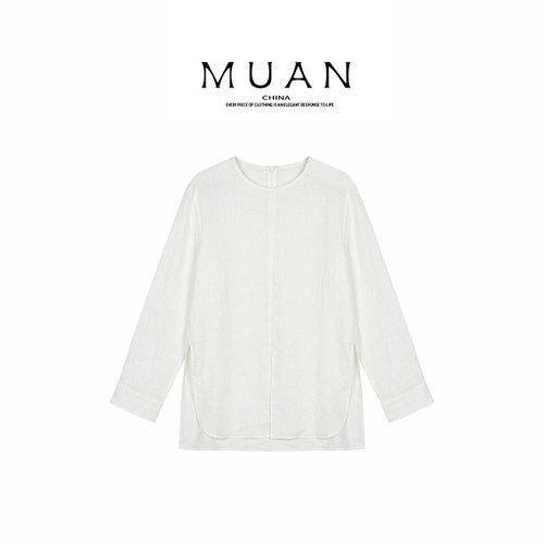 木岸muan梦非昨衬衫夏季100%亚麻高级简约法式衬衫女X-YJ-25271