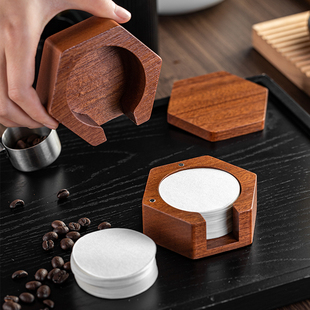 咖啡滤纸收纳盒磁吸防尘意式咖啡手柄圆形过滤纸盒51/53/58mm通用