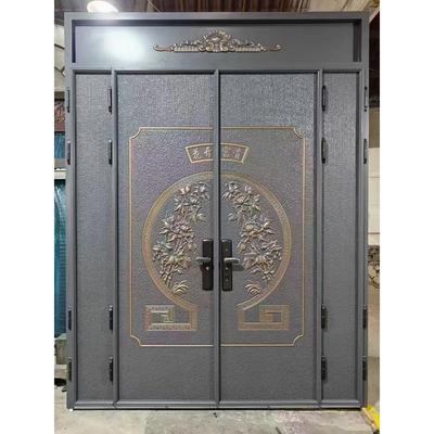 别墅大门双开门农村自建房入户门锌合金防盗门子母对开仿古进户门