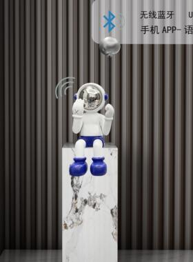 网红坐姿暴力熊拿气球太空人创意落地雕塑客厅电视柜太空人装饰品