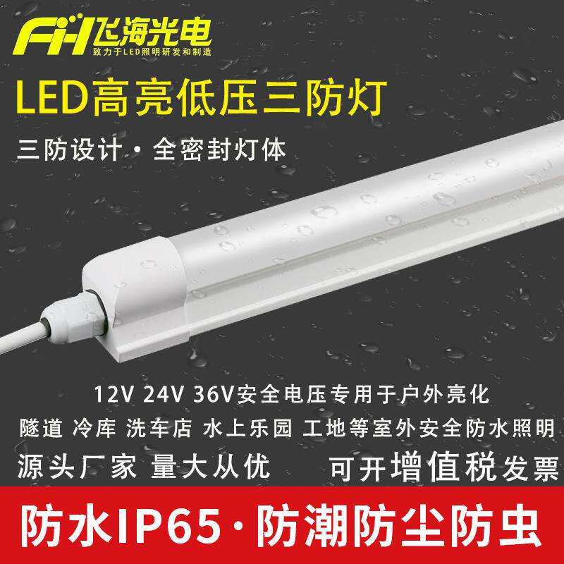 DC12V24V36V三防灯led防水防潮超亮一体化长条灯冷库大棚户外灯管