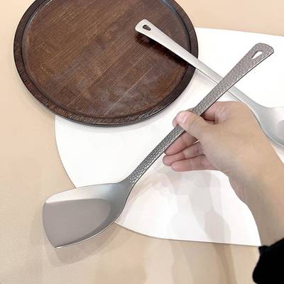 纯钛纯钛饭勺锅铲锤纹铲勺厨家用大号汤勺漏勺加耐高户外露厚营温