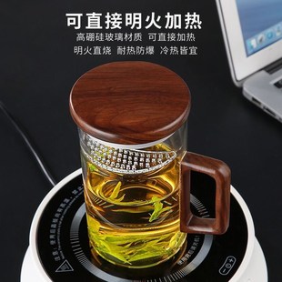 现货供应家用g高硼硅玻璃带把泡茶水杯办公室透明玻璃绿茶杯月牙