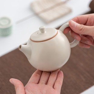 米黄汝窑陶瓷手工茶壶高档家用G大师名家茶水壶泡茶功夫茶具