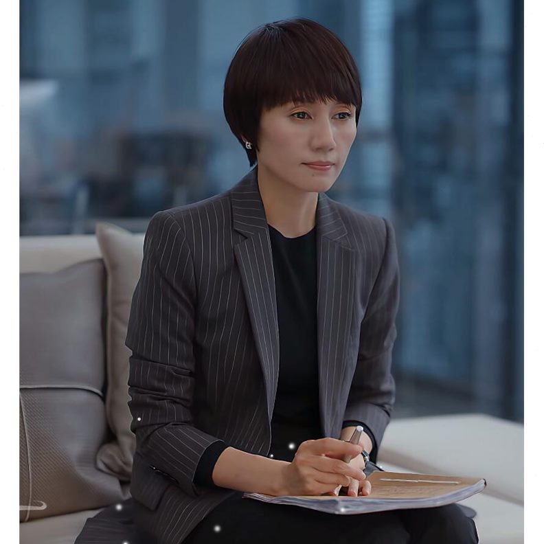 同款春秋条纹时尚明星西服西装袁泉顾念职业装新款之战上衣女玫瑰