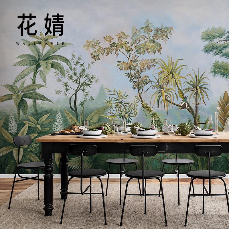 北欧风热带雨林墙布客厅卧室无缝壁布定制壁画墙纸电视背景墙壁纸