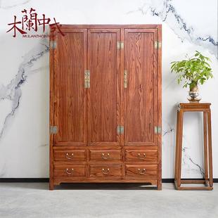 实木衣柜老榆木轻奢现代2门3门家用储物衣橱卧室木质大衣柜 新中式