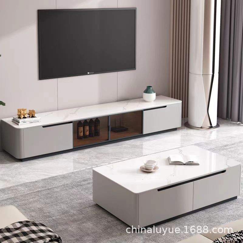 新款实木轻奢极简家用电视柜茶几组合简约客厅烤漆大小户型落地柜