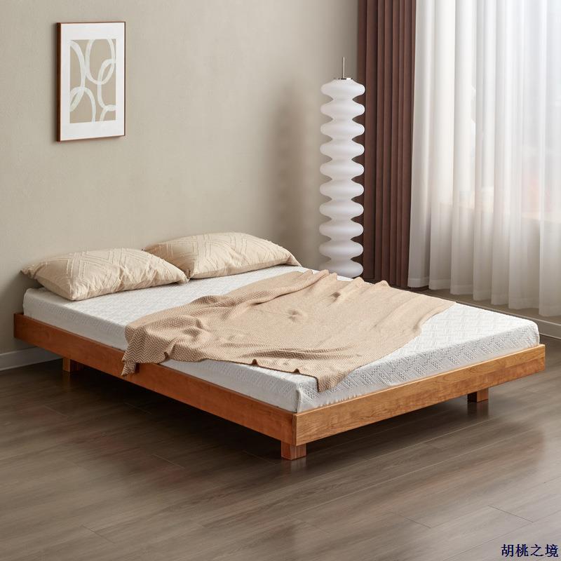 北美黑胡桃木无床头床悬浮床榻榻米床小户型床全实木床床架矮床