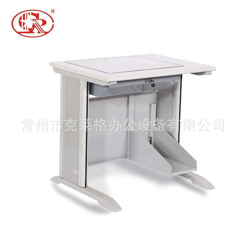 电脑桌翻转 单人台式多媒体学生培训桌 隐藏显示器电脑桌电商