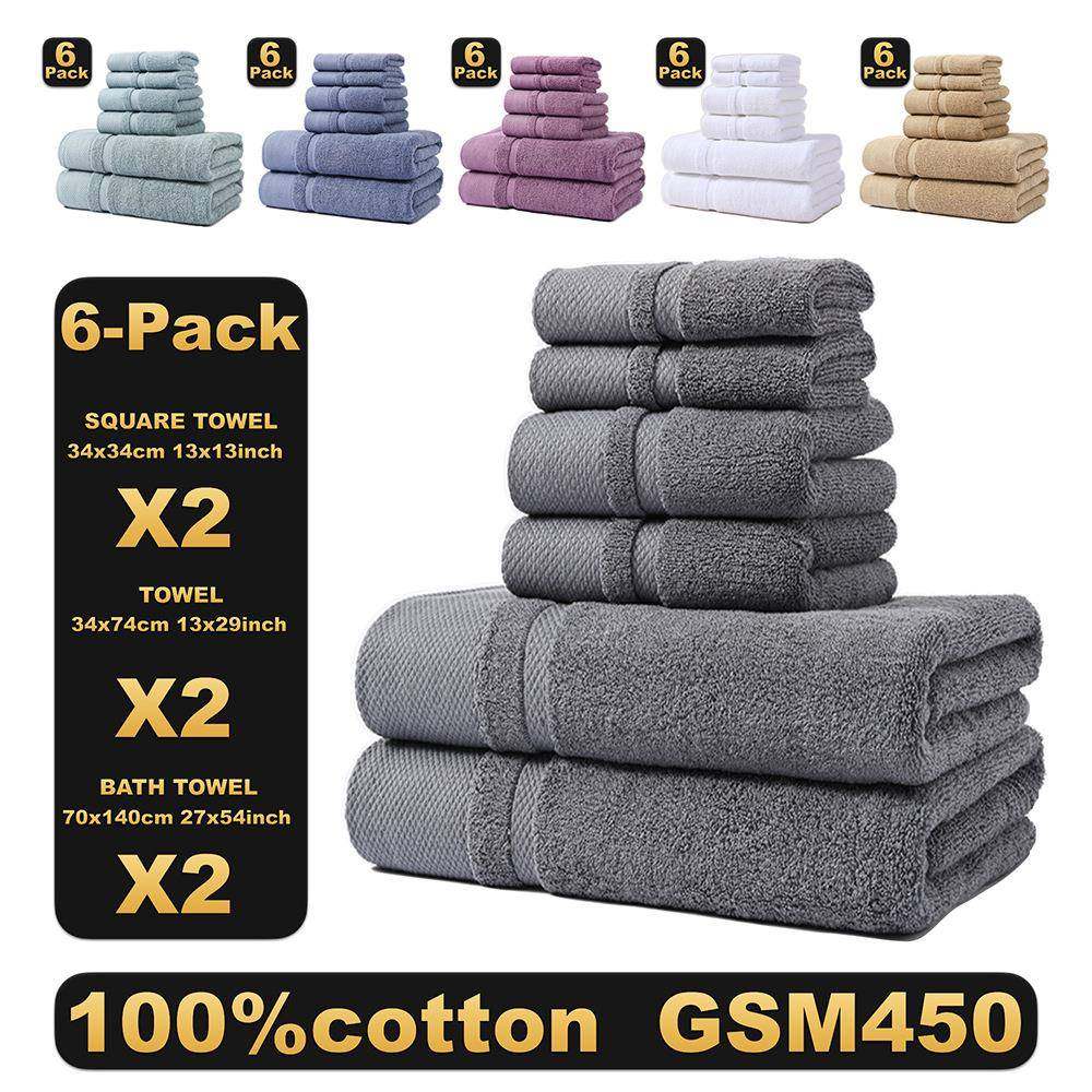 纯棉毛巾浴巾方巾六件套装全棉成人毛巾加厚吸水