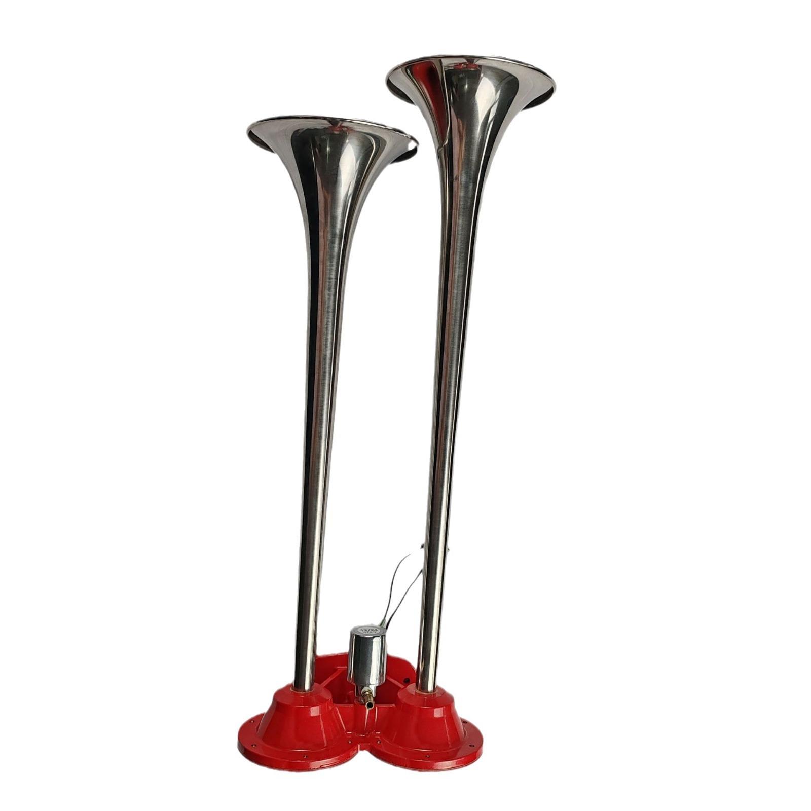 新款货车超响电控汽笛喇叭高音防水金属双管通用型鸣笛12V/24V