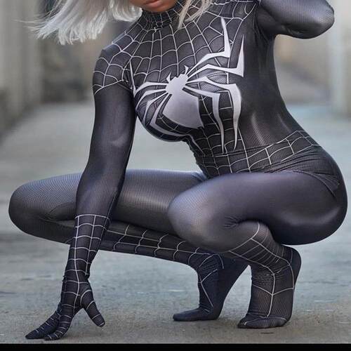 Woman Girls Halloween Black Raimi Spiderman Cosplay Costume
