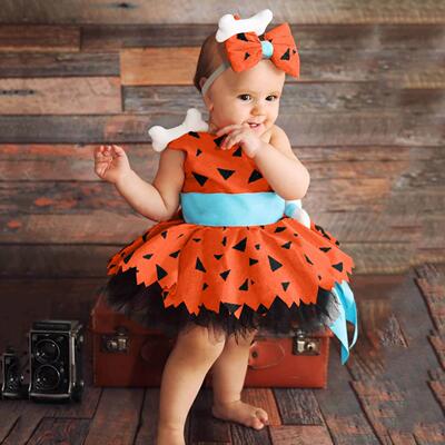 Elegant Girls Halloween Dress Toddler Kids Caveman Costume D