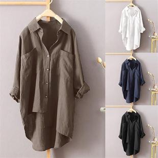 Plus size long Blouse Women Casual Top Loose ladies Shirts