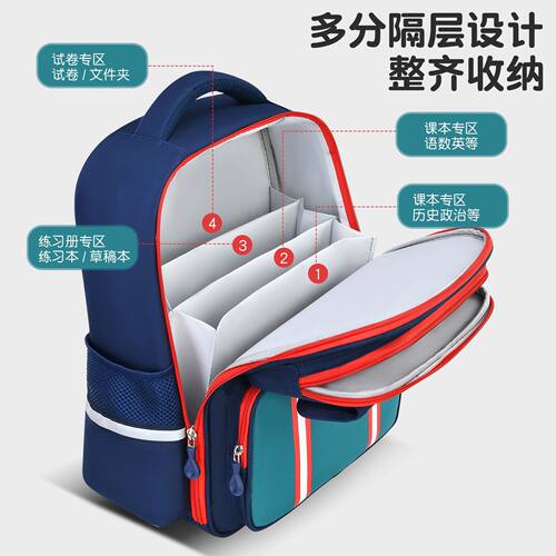 男儿童书包小学生双肩背包一到六年级隔层轻便减负护脊女孩大容量