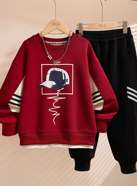 日本品质男童春秋新款卫衣套装2026秋季运动服两件套中大童针织裤