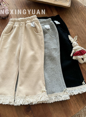 日本品质童星圆女童裤子春秋款新款洋气女宝宝公主喇叭裤儿童休闲