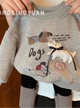 日本品质童星圆女童加绒卫衣2026新款冬装小童女宝宝韩系穿搭两件