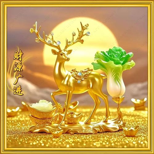 福鹿招财墙贴玄关自粘免钉装饰画