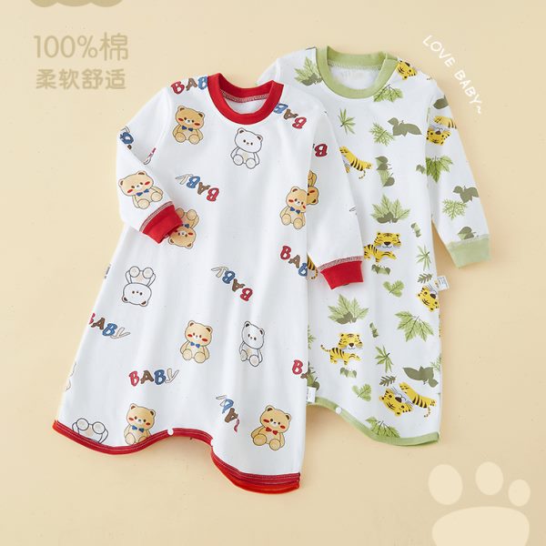 宝宝睡袋防踢被连体衣婴儿睡衣宝睡袍儿童家居服四季春秋睡裙女