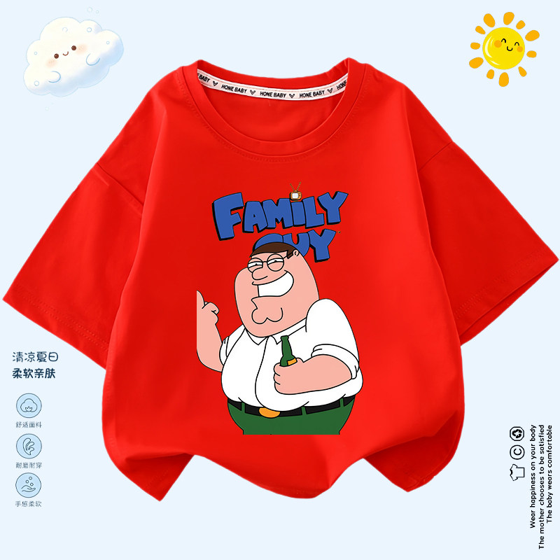 恶搞之家Family Guy儿童纯棉舒适半袖男女童休闲短袖夏季百搭T恤图片