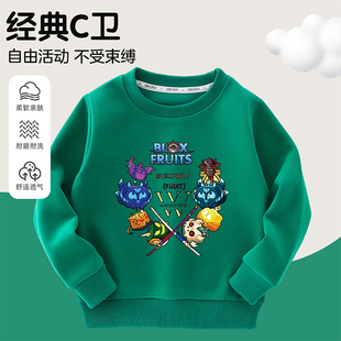 blox T恤 fruits游戏水果衣服豹纹盒子儿童上衣男女童卫衣秋冬长袖