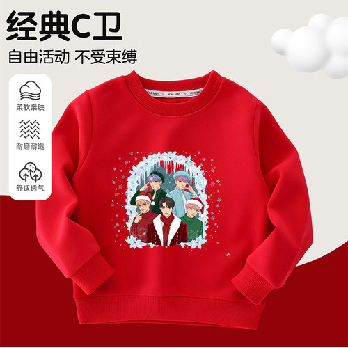 K-Pop猎魔女团SODA POP印花上衣男童长袖T恤春秋女童卫衣圣诞INS
