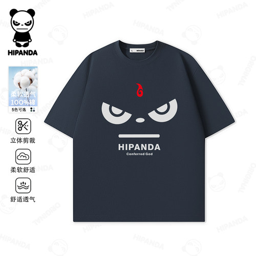 Hipanda你好熊猫复古高街纯棉小众女生短袖T恤2026夏季新款半袖t