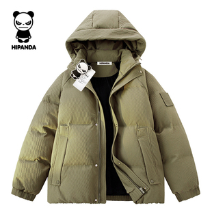 HiPanda你好熊猫羽绒服男2025冬季男生款连帽外套短款加厚羽绒服