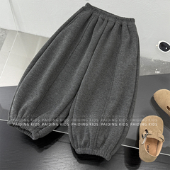 冬装儿童韩版纯色简约款加绒加厚保暖休闲束脚裤SJ6748