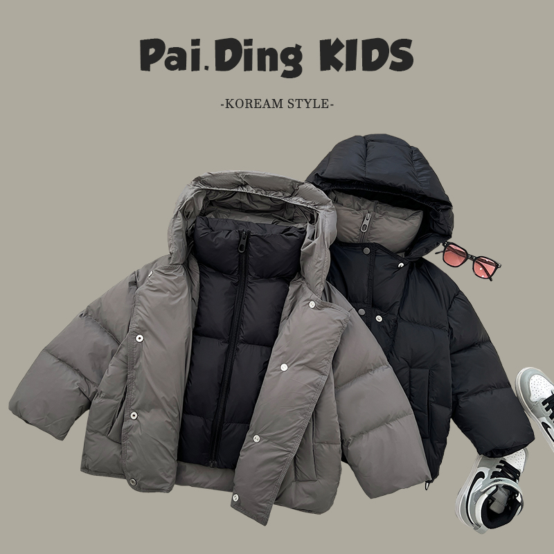 冬装儿童韩版时尚个性潮流假两件百搭保暖连帽羽绒服SJ4846-DK1