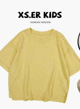 儿童夏季时尚韩版简约洋气百纯色搭短袖T恤上衣HBB7123