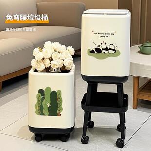 奶油风垃圾桶家用高颜值大容量方型卫生桶客厅高脚免弯腰收纳纸篓