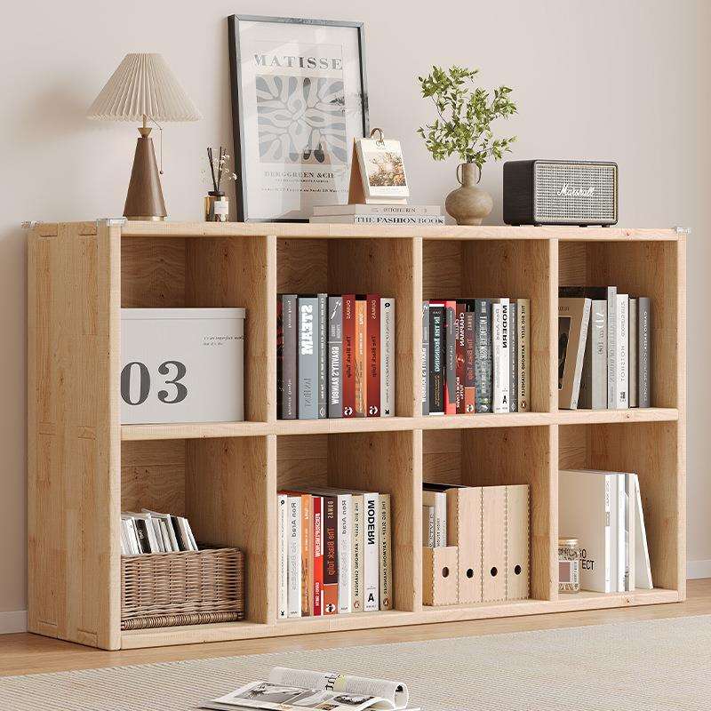 书架家用简易全实木落地多层矮柜客厅靠墙组合展示柜子松木书柜