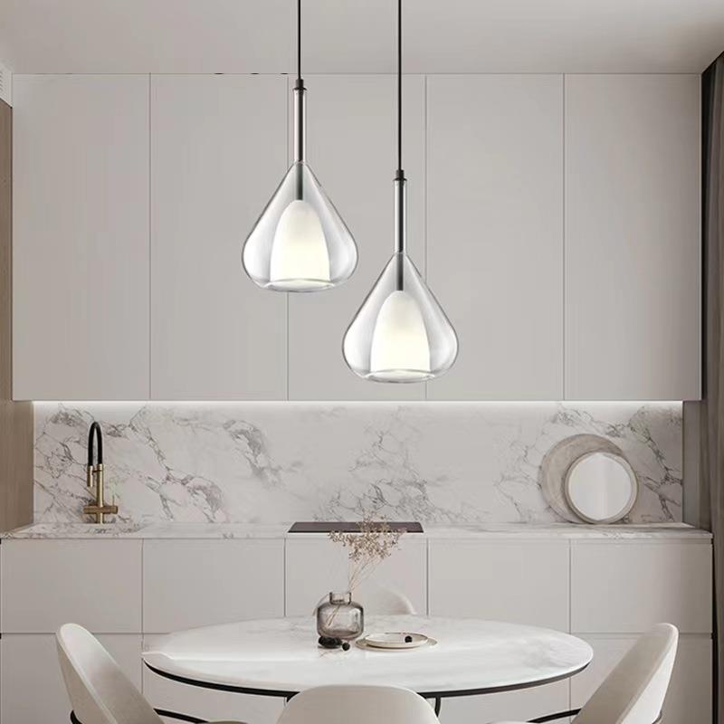 意式极简2023新款单头小吊灯现代简约餐厅吧台过道玻璃艺术吊线灯