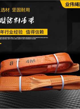 耐磨扁平聚酯吊带 5吨15T30T8米10M双扣钢卷涂胶刷胶扁平吊装带