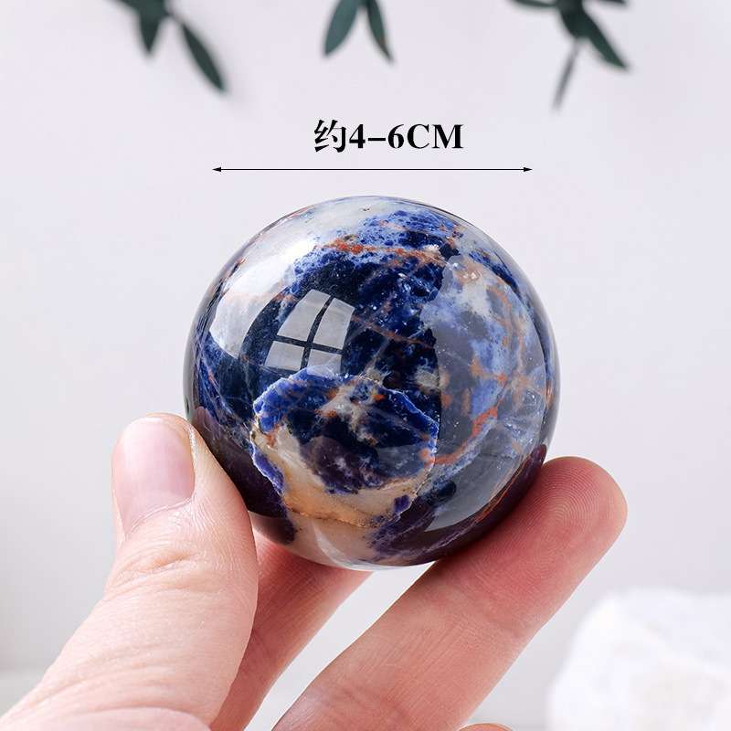 天然水晶蓝纹石水晶球摆件 水晶原石打磨家居办公能量风水球