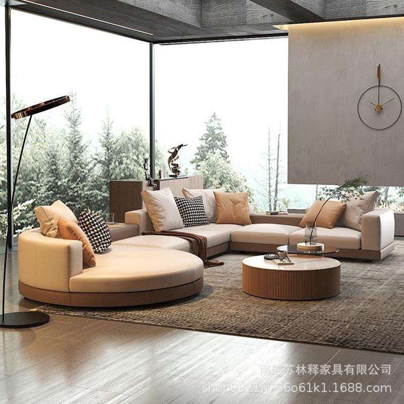 意大利设计师Connery康纳利大户型高端奢华圆弧异形真皮沙发组合