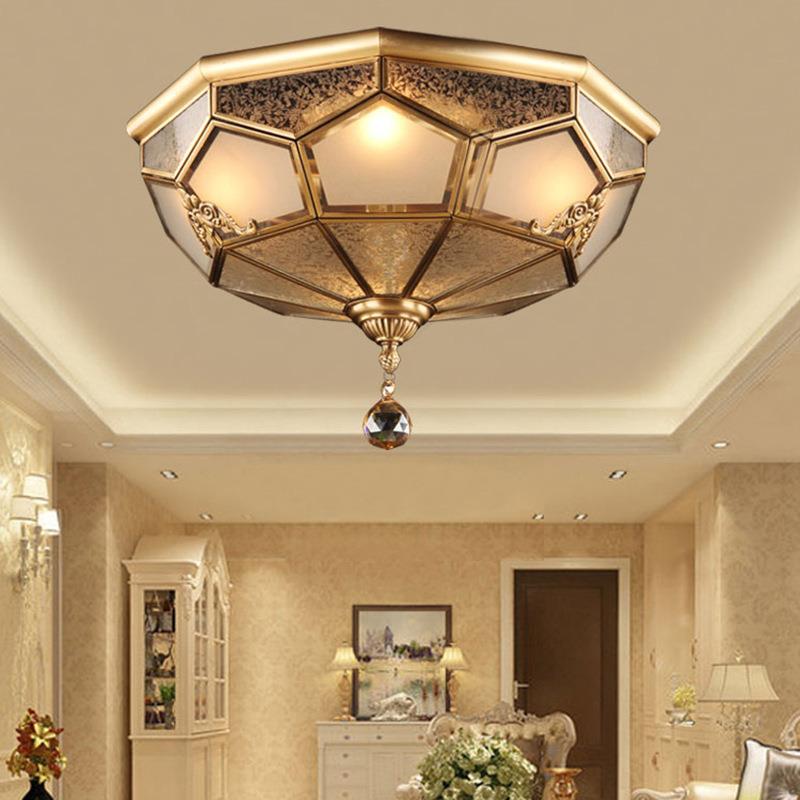 全铜欧式吸顶灯全铜灯书房卧室过道阳台灯具简约水晶灯6006