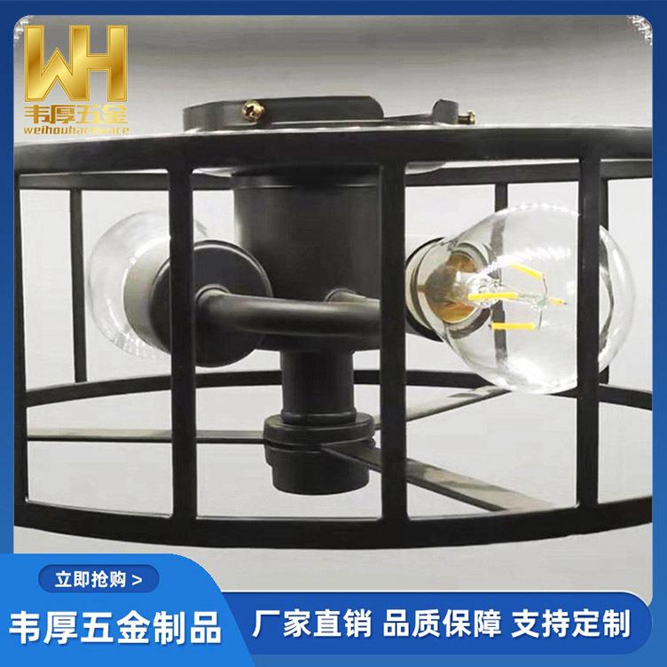 美式风扇灯 餐厅卧室客厅家用吊扇灯 led简约复古铁叶吊灯罩