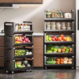 加厚厨房置物架落地瓜果蔬菜小推车多层带轮储物架家用菜篮子收纳