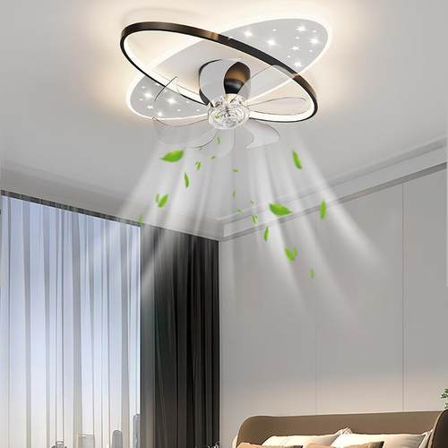 2025新款星空客厅风扇吸顶灯现代简约轻奢亚克主卧室书房风扇灯具