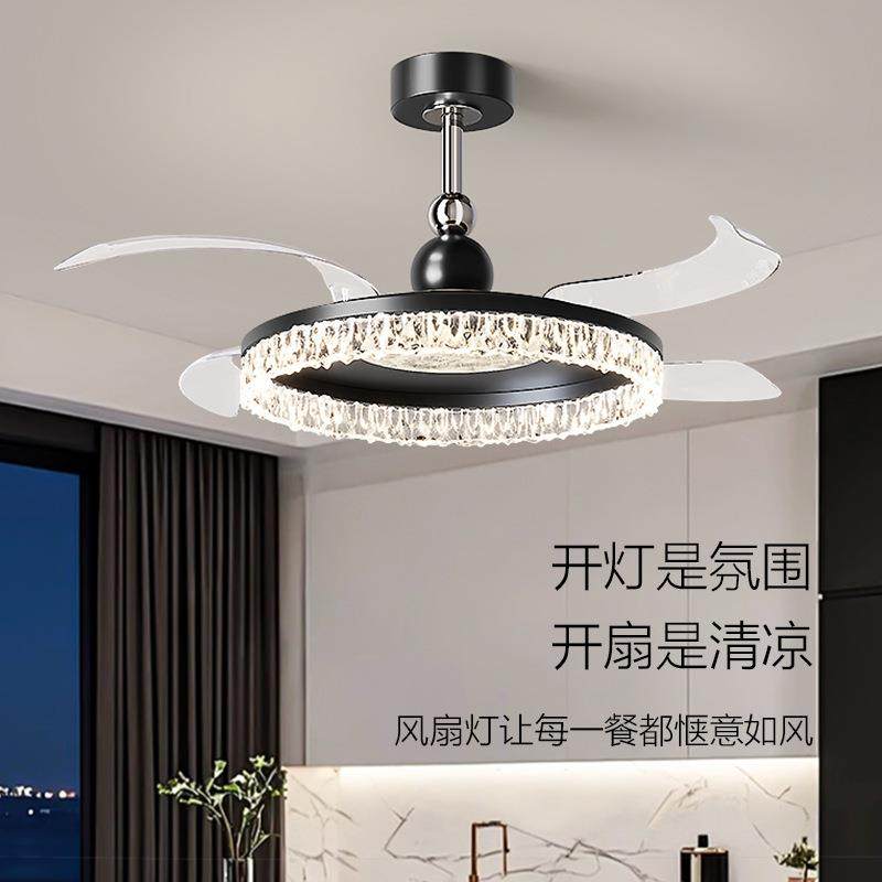 意式极简客厅风扇灯现代轻奢感吊扇灯大气护眼吊灯餐厅客厅主灯